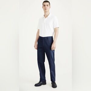 NEW Dockers Mens Straight Fit Cupe Droite Waist Band Navy Pants Size 46x30